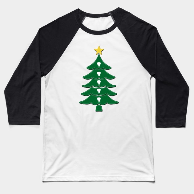 Molar Christmas Tree Baseball T-Shirt by Happimola